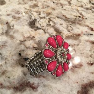 Chico's Jewelry - Pink and Crystal Flower Ring Stretchy Chico's Jewelry - Pink and Crystal Flower Ring Stretchy